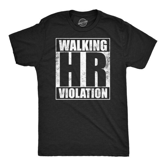 Mens Walking HR Violation Funny T Shirt Sarcastic Office Joke Tee for Men - Picture 1 of 4